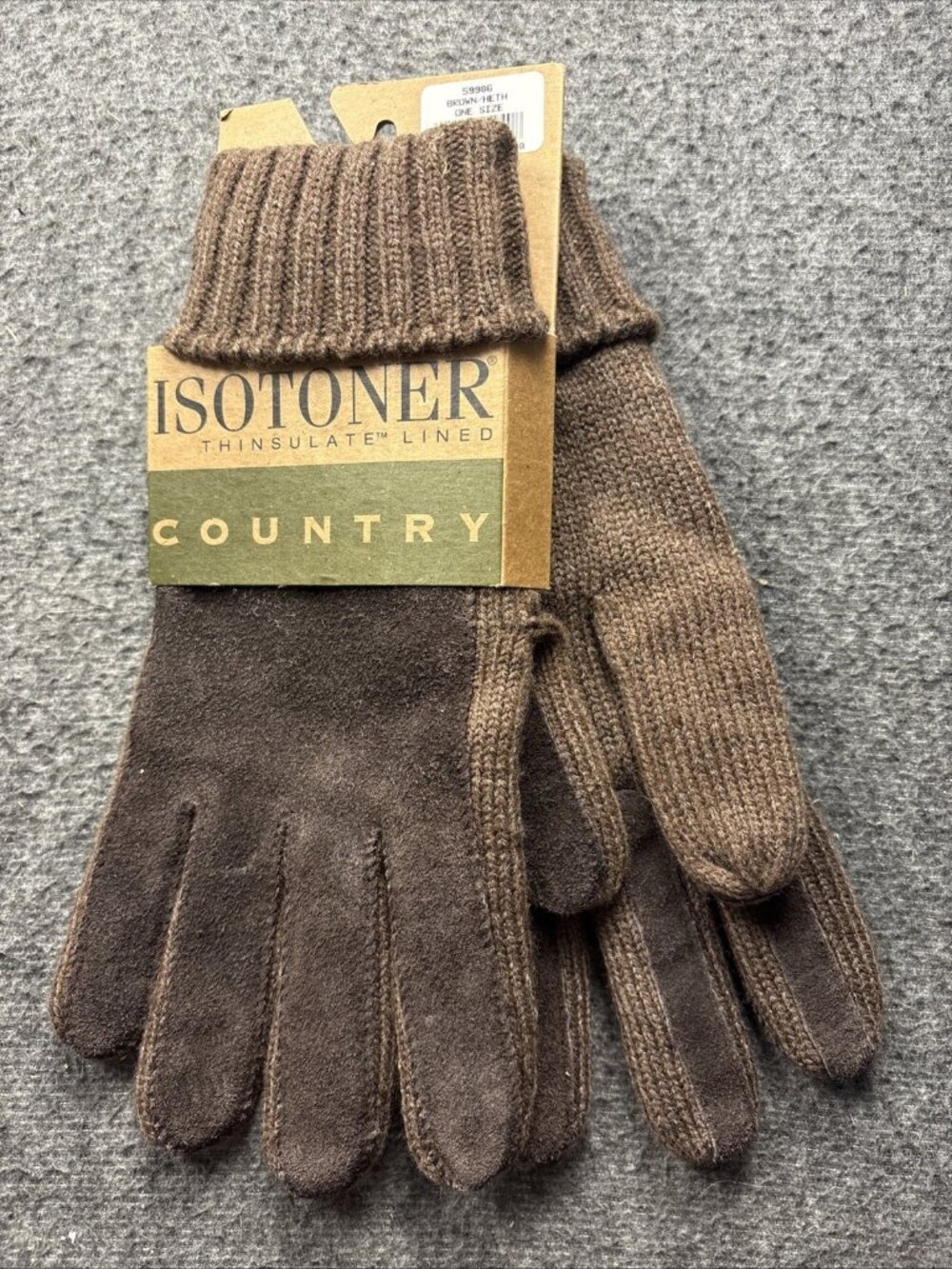 Isotoner Country Thinsulate Lined Brown Herringbone Men’s Gloves One Size NWT - Picture 2 of 7